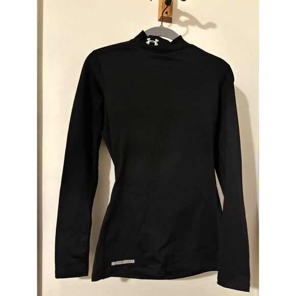 Under Armour ColdGear Womens S Fitted Mock Neck Long Sleeve Base Layer Black - Picture 2 of 5